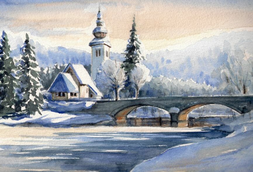 Картина на холсте зимний пейзаж, арт hd0936201